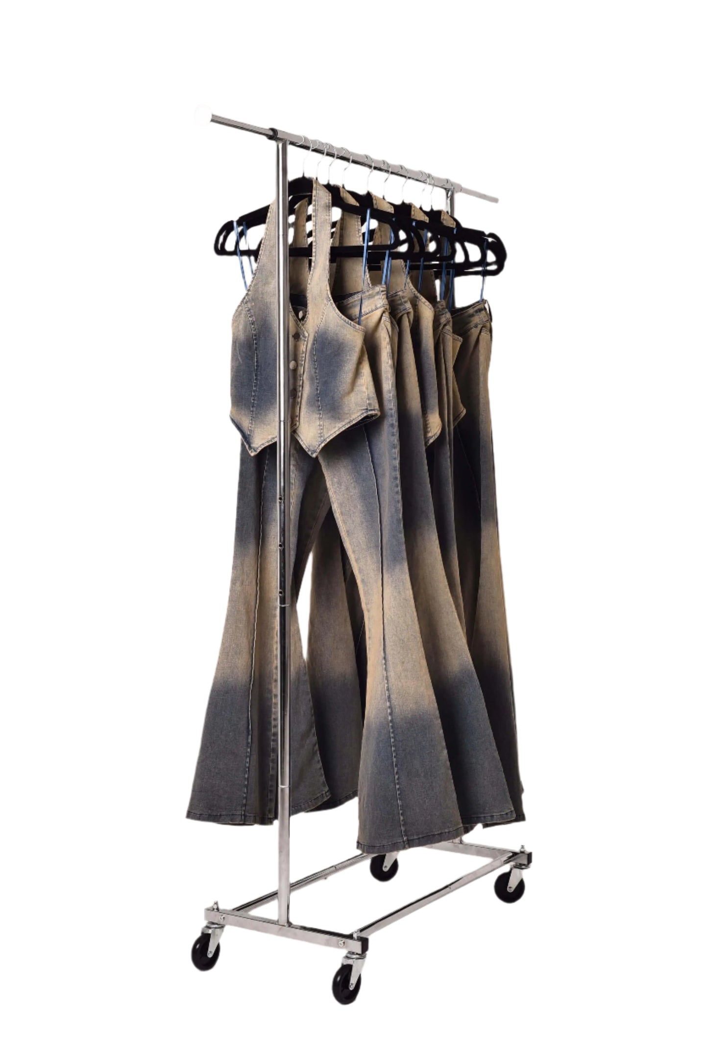 Med Wash Denim Top - QVA COUTURE