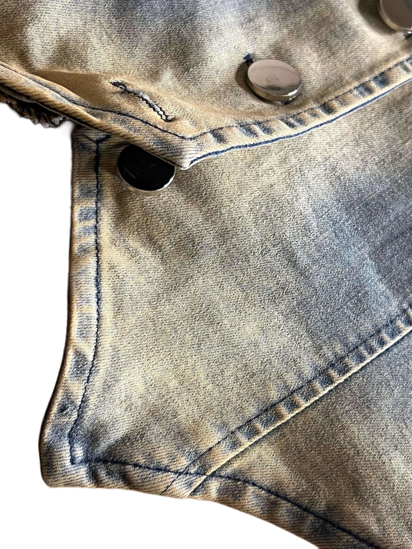 Med Wash Denim Top - QVA COUTURE