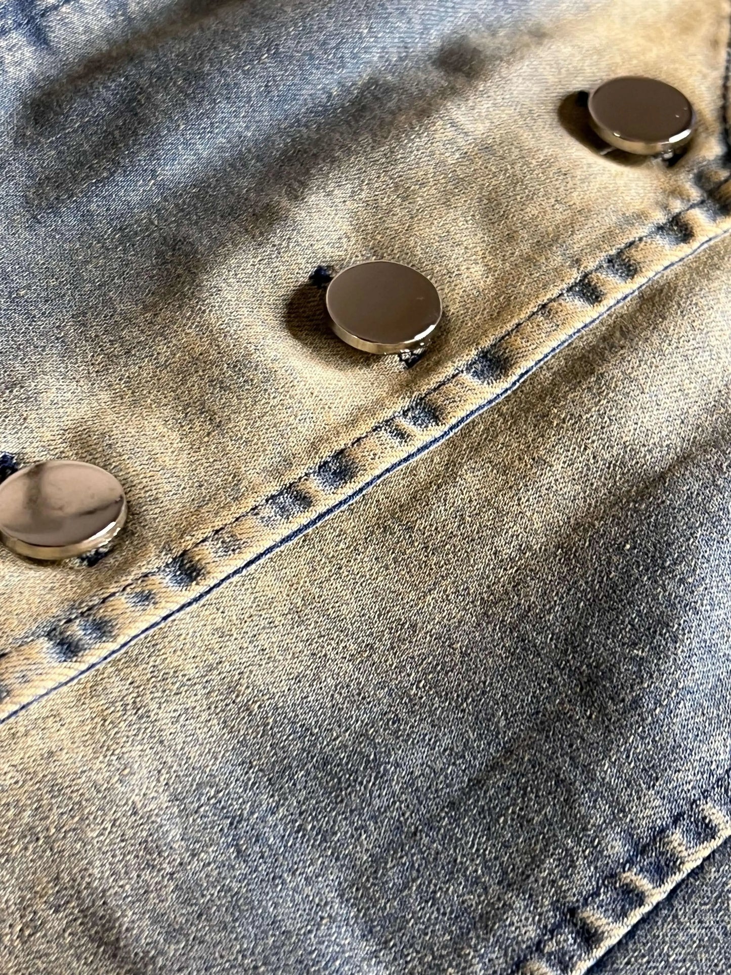 Med Wash Denim Top - QVA COUTURE