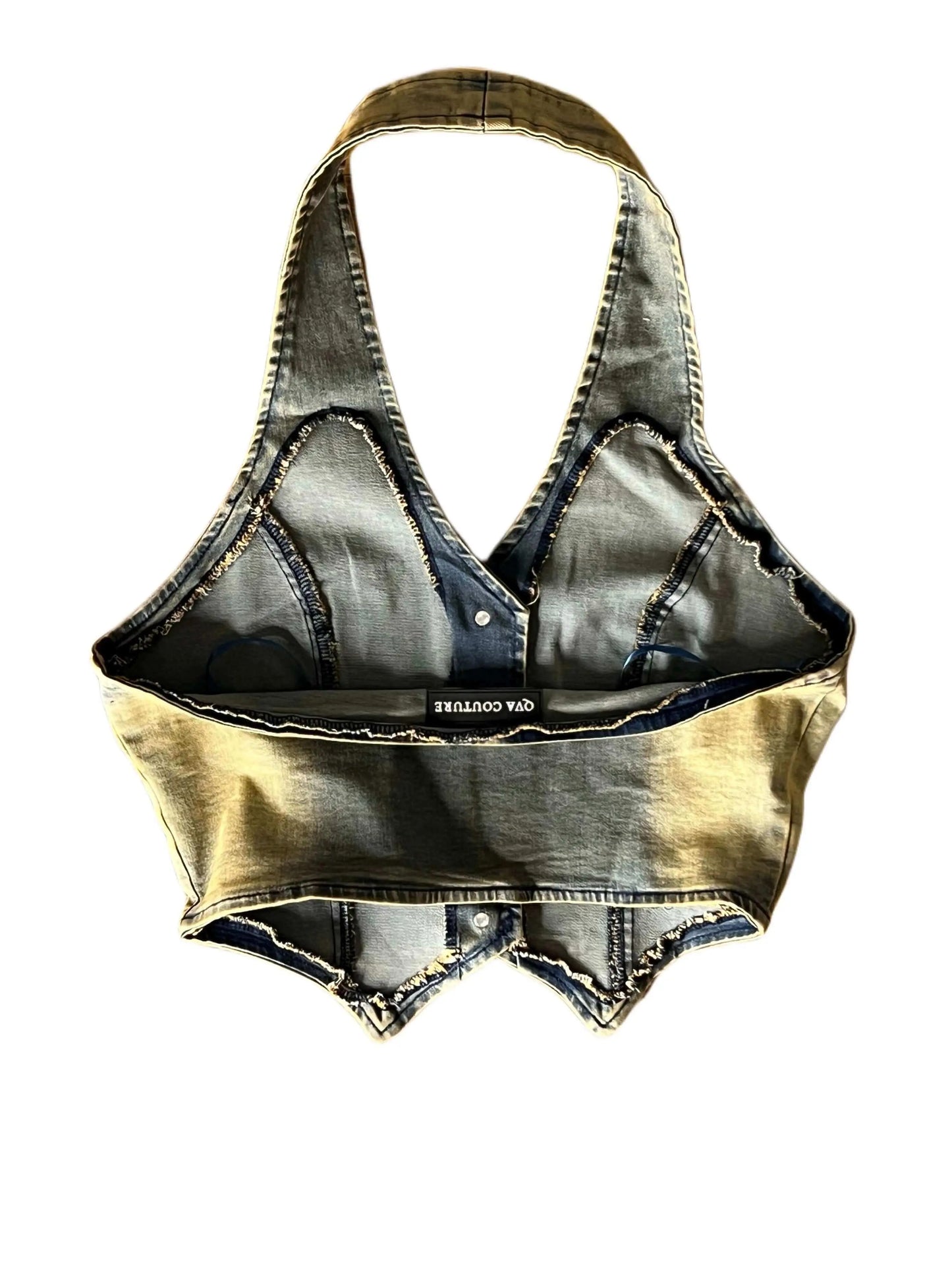 Med Wash Denim Top - QVA COUTURE