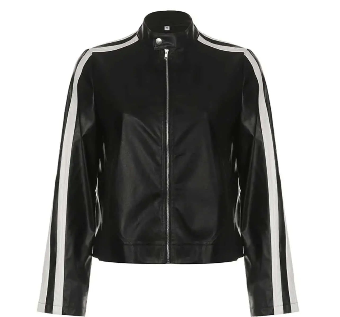 Black Leather Jacket | Motorcycle Coat Style - QVA COUTURE