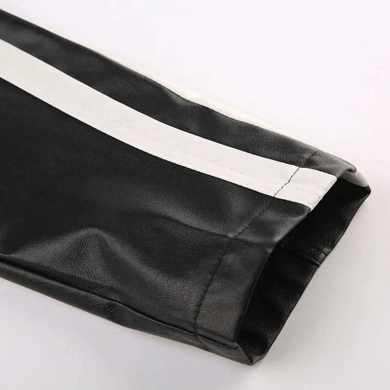 Black Leather Jacket | Motorcycle Coat Style - QVA COUTURE