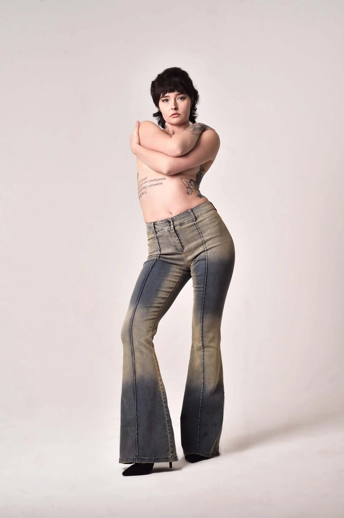 90s Med Wash Denim Pants - QVA COUTURE