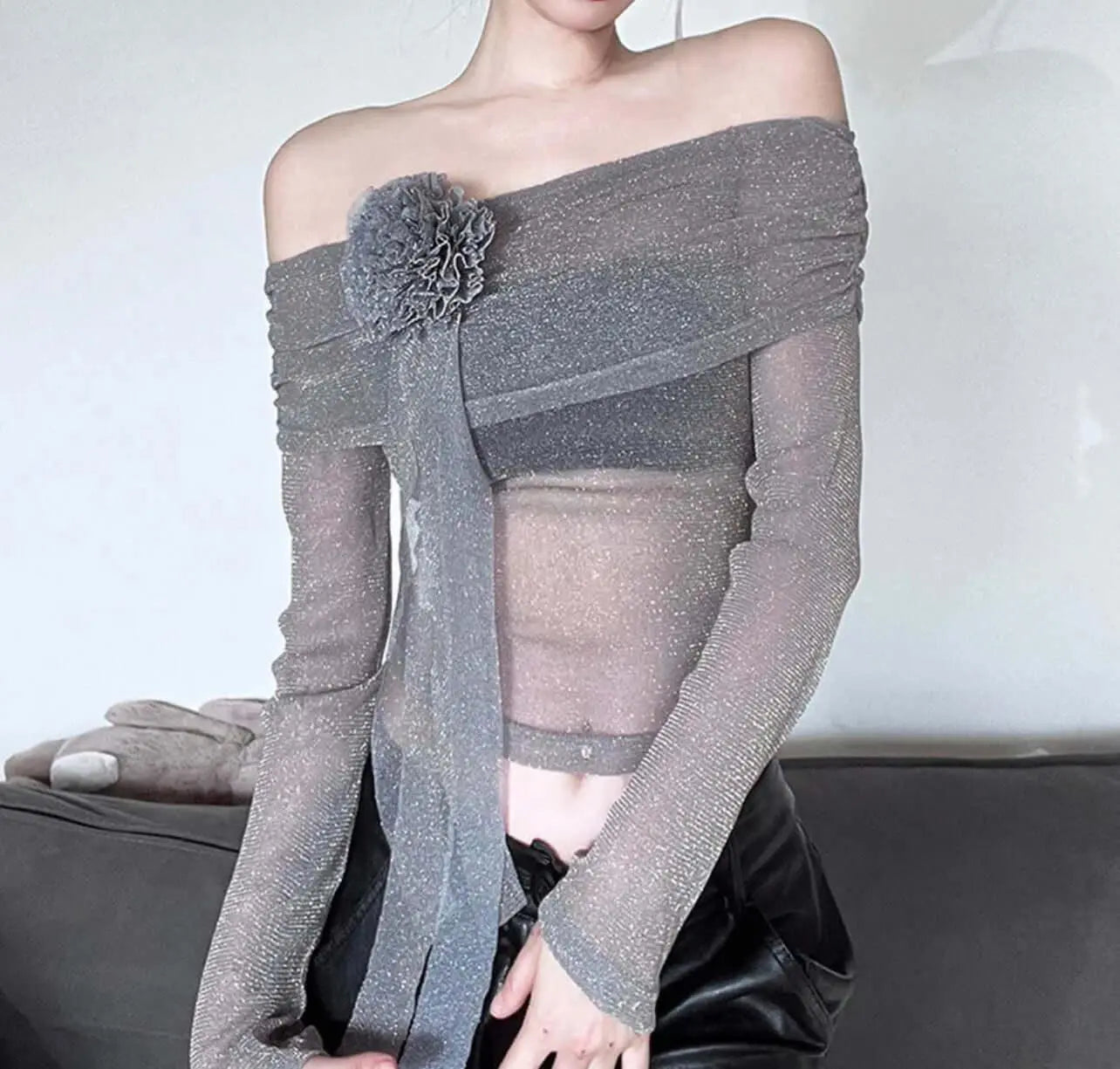 Cropped Mesh T-shirt Women. Trending Cropped Mesh Blouse - QVA COUTURE