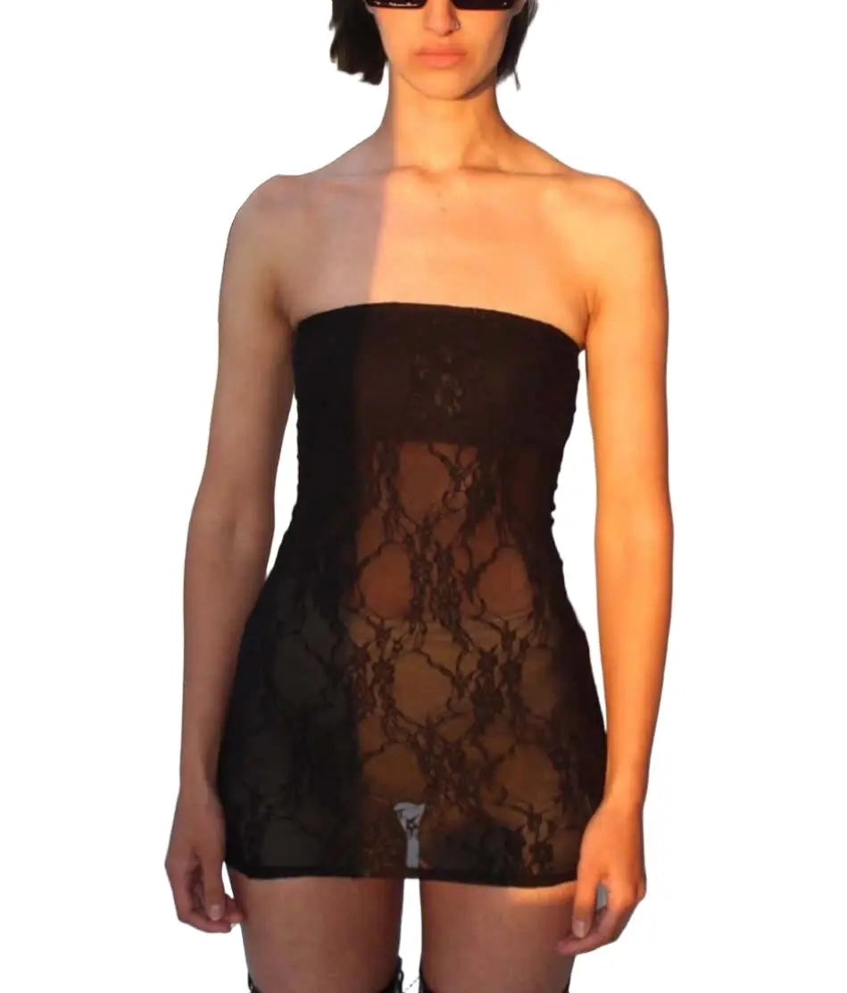 Mesh Sleeveless Tube Lace Women’s Dresses. Trendy Women's Dress. - QVA COUTURE