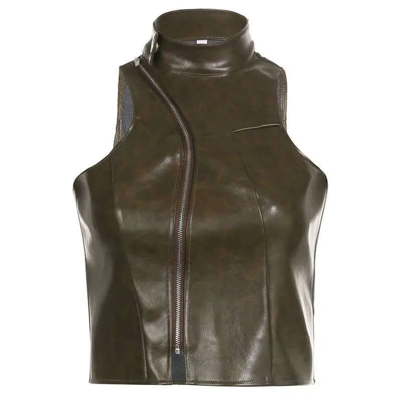 Motorcycle Leather Jacket. Y2k Cool girl style - QVA COUTURE