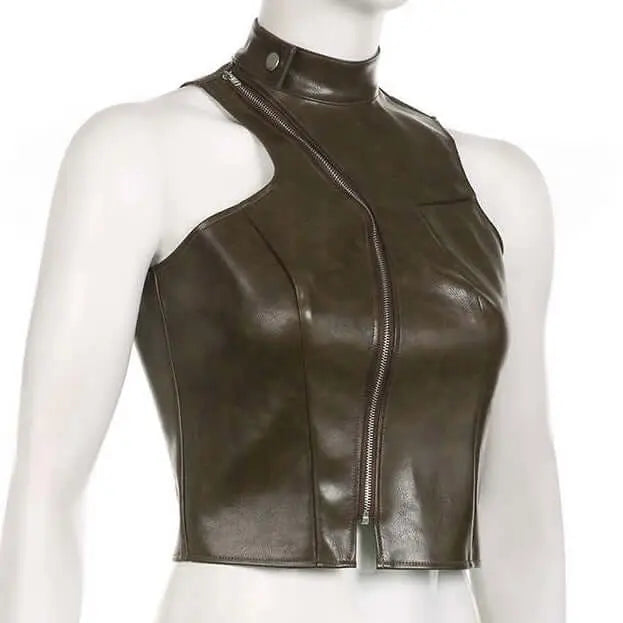Motorcycle Leather Jacket. Y2k Cool girl style - QVA COUTURE