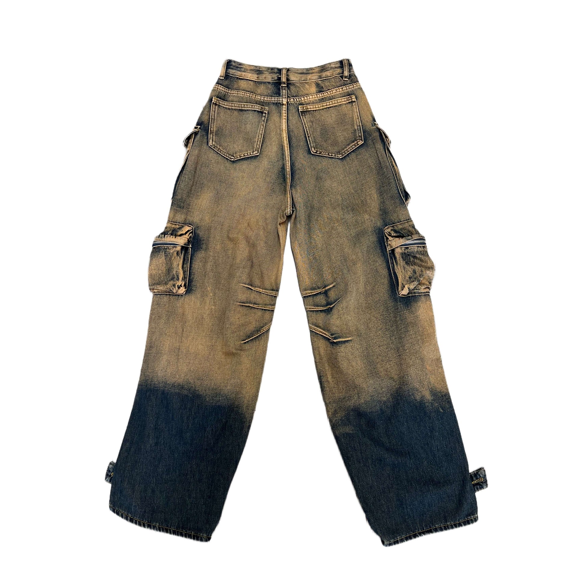 Multiple Pockets Rusty Baggy. Trendy Cargo Pants - QVA COUTURE