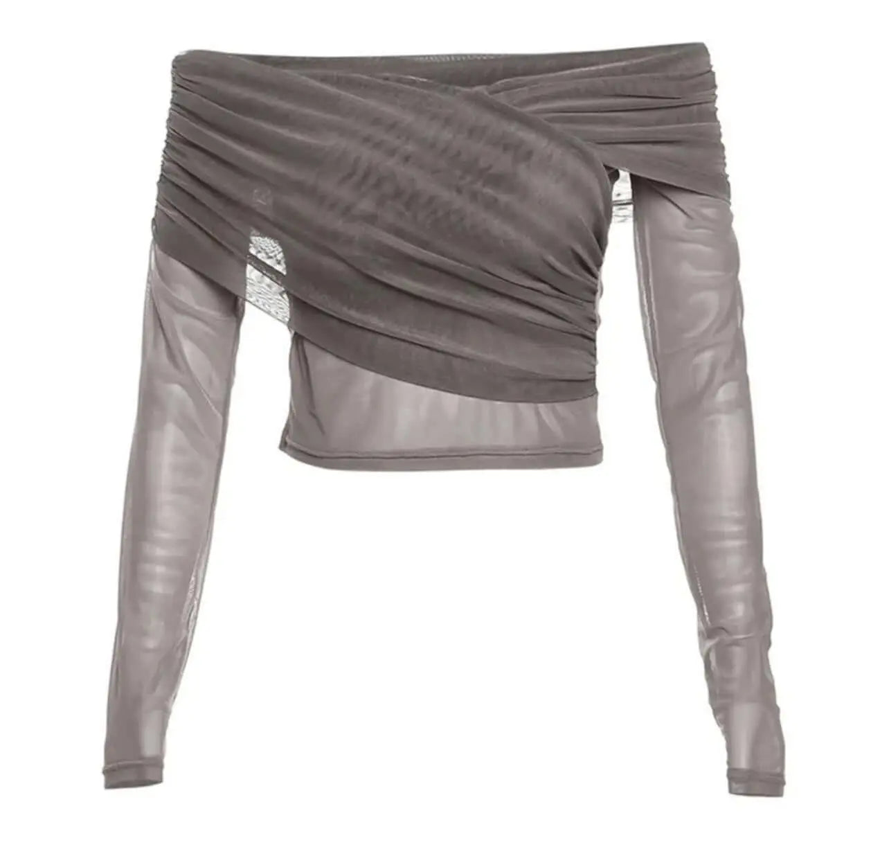 Pleated Slim Fit Top Off-Shoulder Women's Top - QVA COUTURE