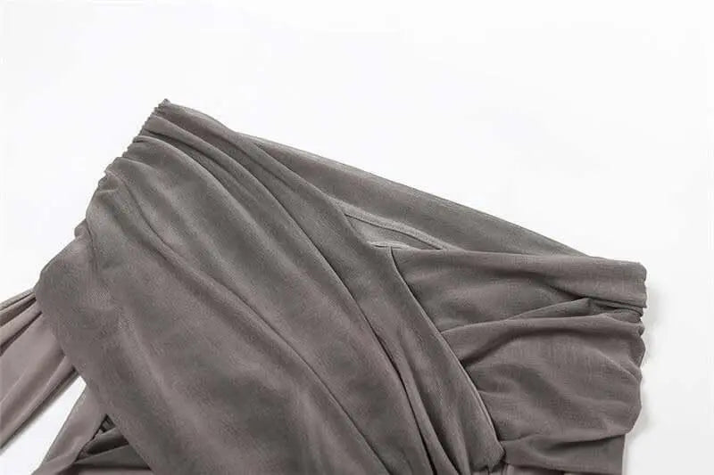 Pleated Slim Fit Top Off-Shoulder Women's Top - QVA COUTURE