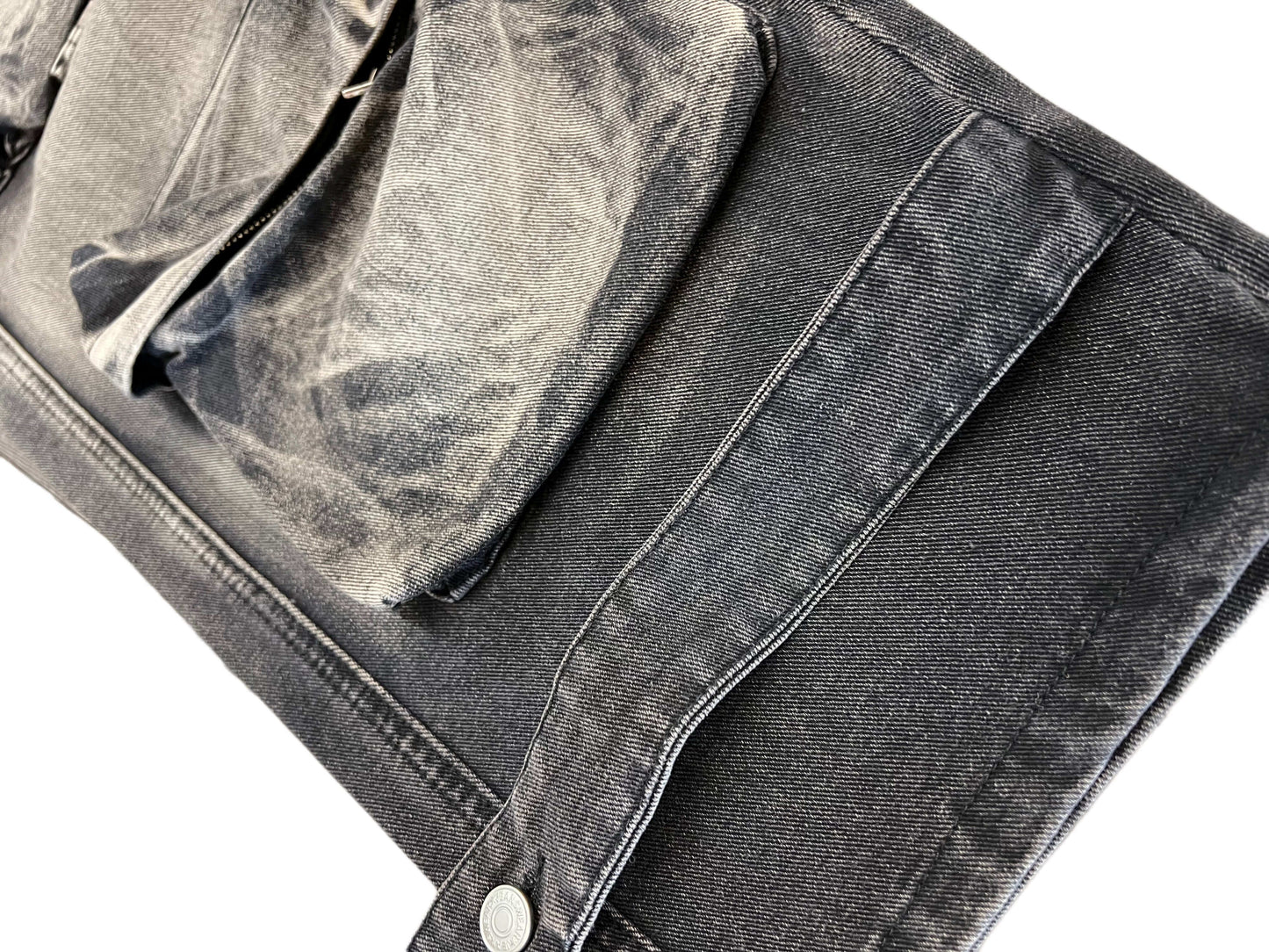 Washed Black Baggy Jeans. Trendy Cargo Pants - QVA COUTURE