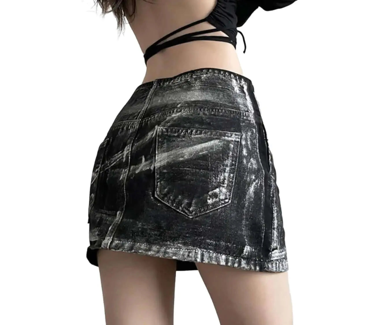 Y2K Metal Printing Denim Skirt - QVA COUTURE