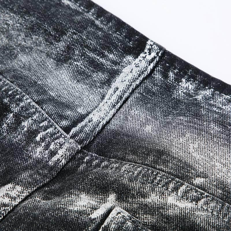 Y2K Metal Printing Denim Skirt - QVA COUTURE