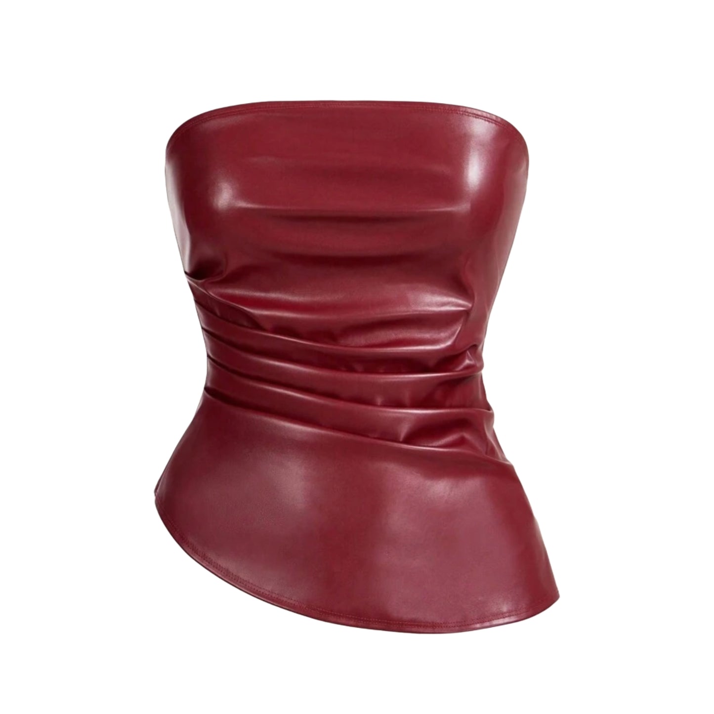 Fashionable Asymmetric Hem Leather Tube Top QVA