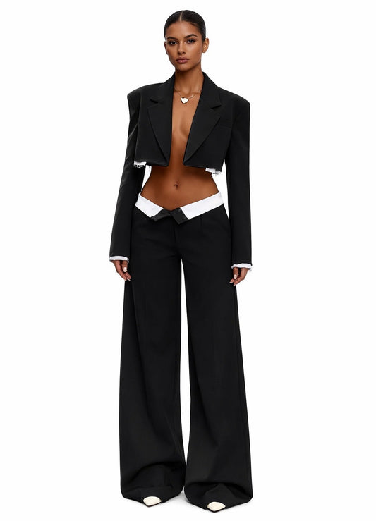 Fashion Office Girl Set. Women's Trendy Matched Lapel