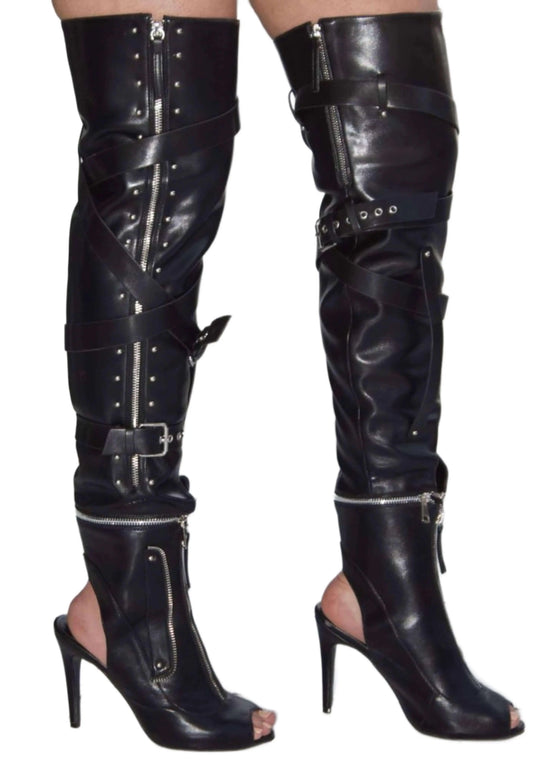 Buckle Straps High Boots - Women's Over Knee Booties - QVA COUTURE