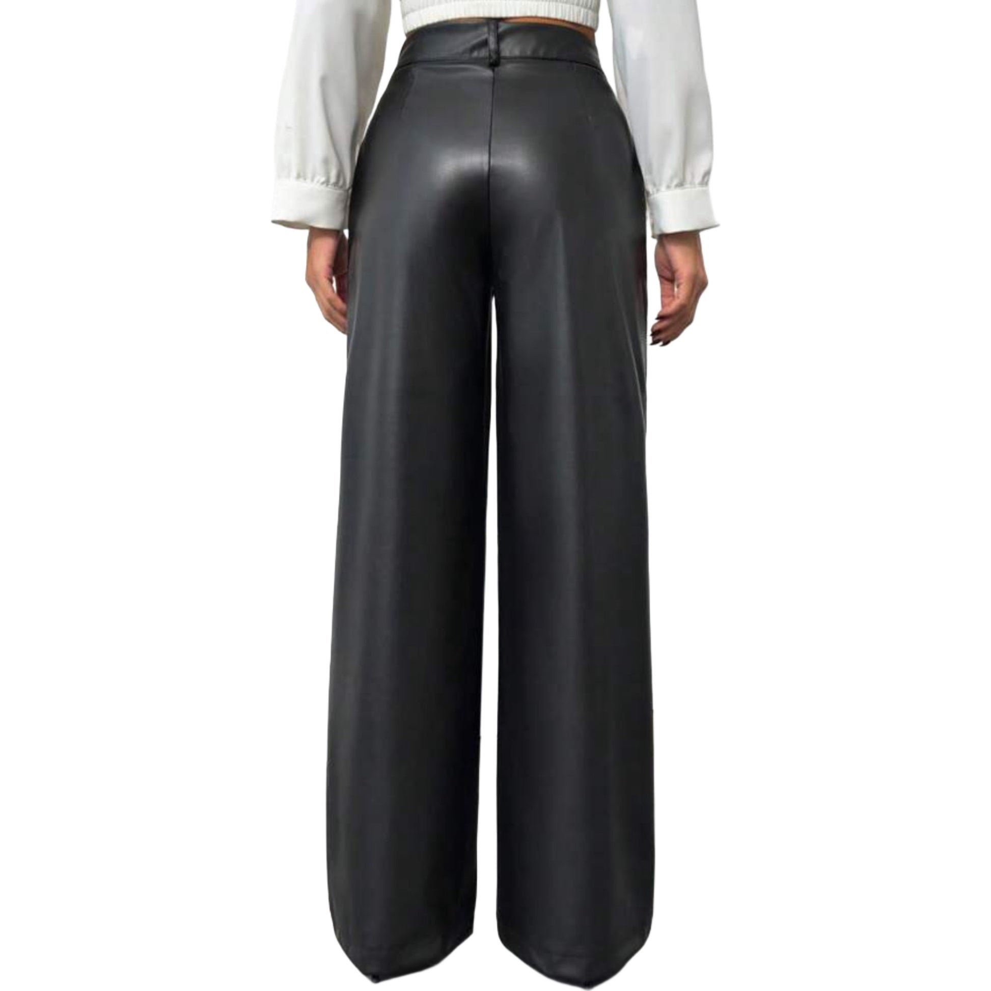 Classic Straight Fit PU Leather Pants QVA