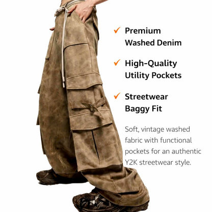 Multiple Pockets Pants . Y2k Streetwear style baggy jeans