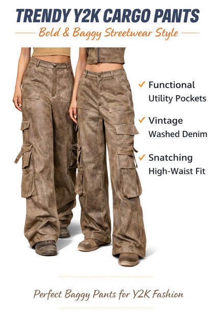 Multiple Pockets Pants . Y2k Streetwear style baggy jeans