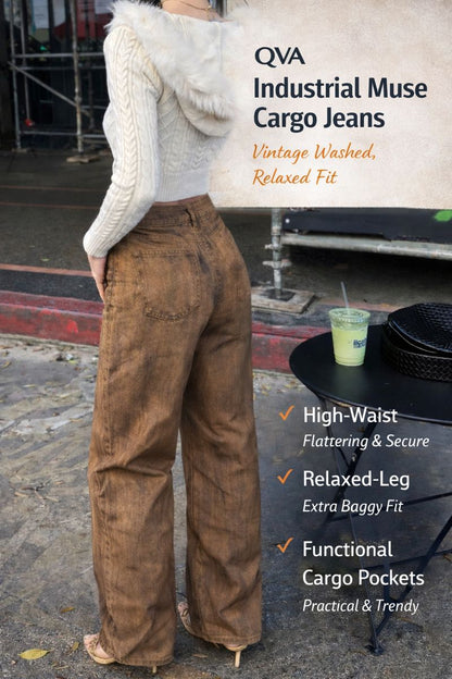 Industrial Casual Cargo Jeans. Trending Casual Style