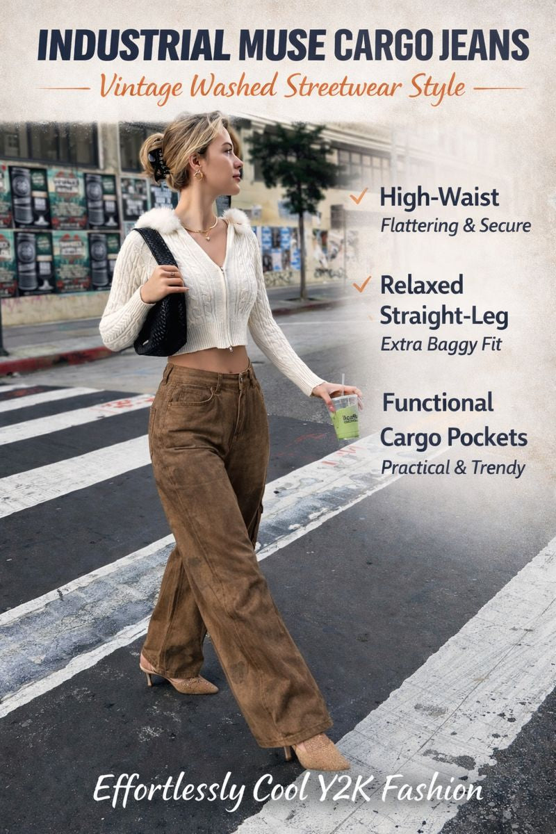 Industrial Casual Cargo Jeans. Trending Casual Style