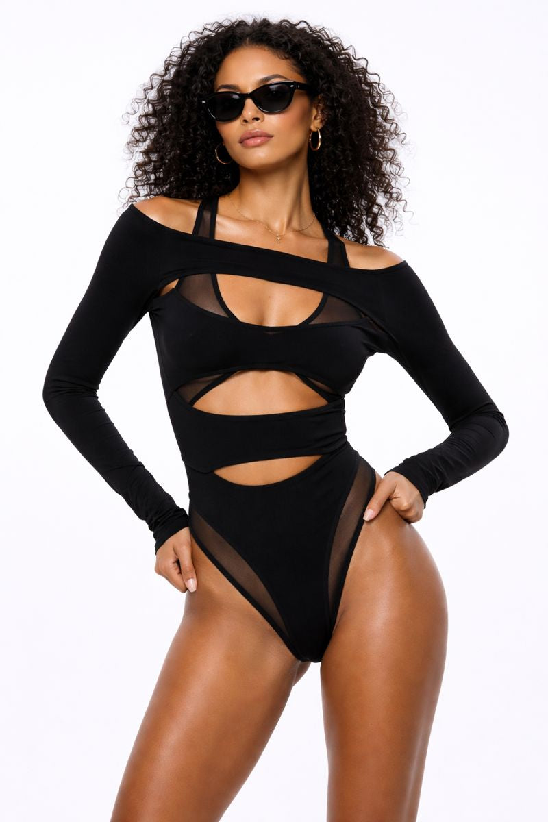 Jumpsuit with cutout design. Trendy Women's Bodysuit.