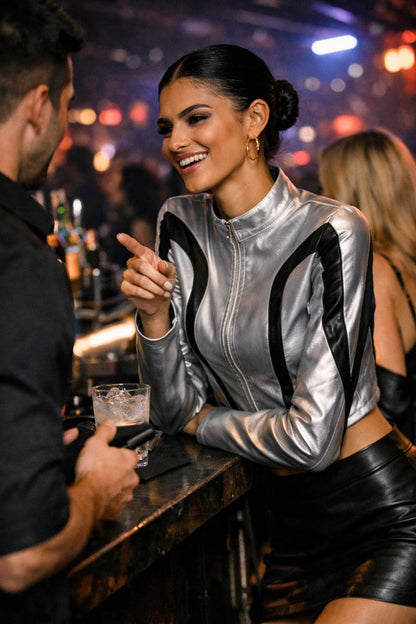 Mechanical style coat. Made from premium quality leather