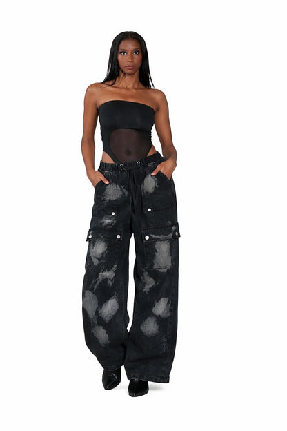 Denim Straight Pants - Urban Tie-Dyed Streetwear