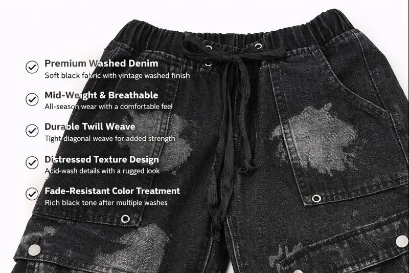 Denim Straight Pants - Urban Tie-Dyed Streetwear