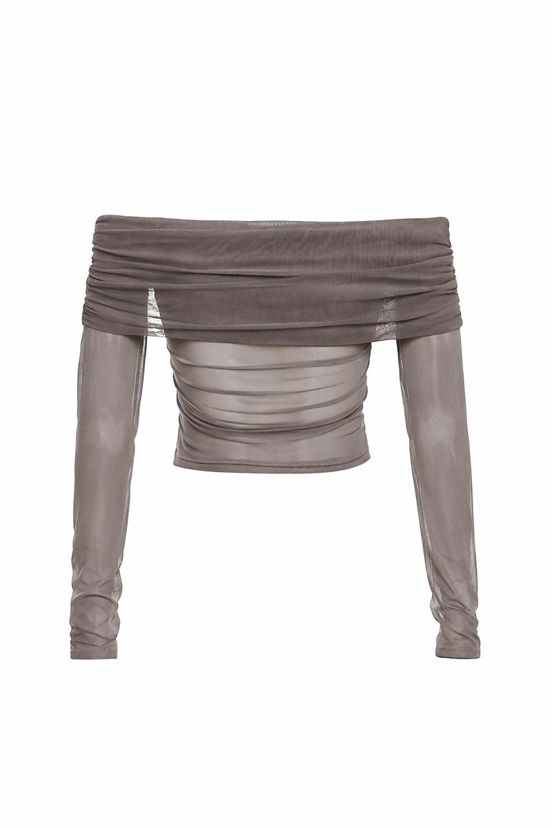 Pleated Slim Fit Top Off-Shoulder Women's Top