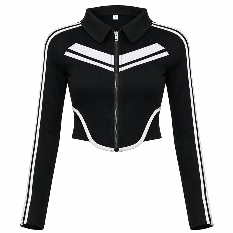 Irregular Curved Jacket. Y2k Contrast Style QVA