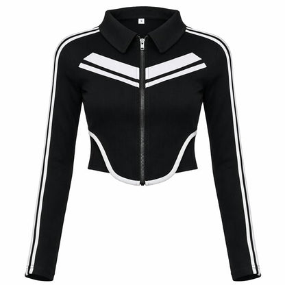 Irregular Curved Jacket. Y2k Contrast Style QVA