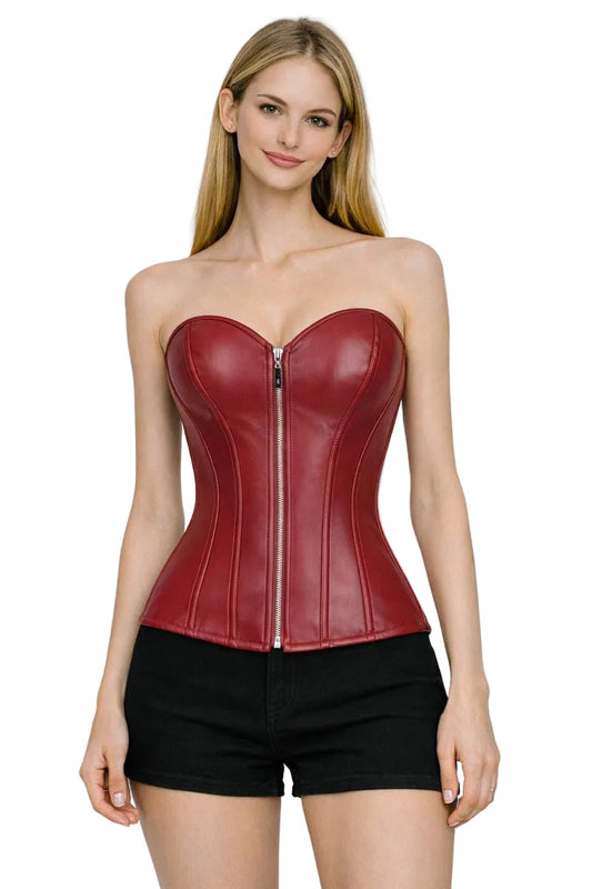 Tight Fit Red Laced Tube Top Bustier QVA