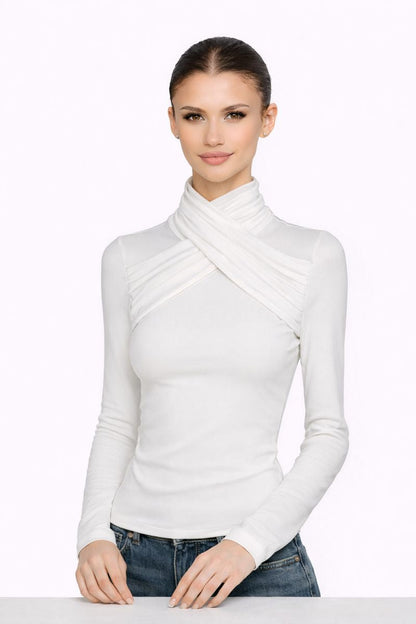Elegant Slim-Fit Top Solid Color QVA