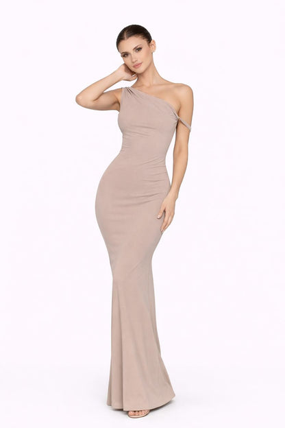 Ivory Muse | One-Shoulder Luxe Gown QVA