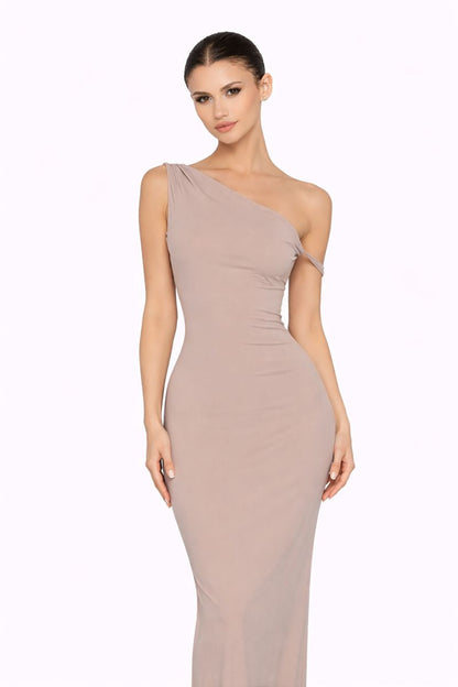 Ivory Muse | One-Shoulder Luxe Gown QVA