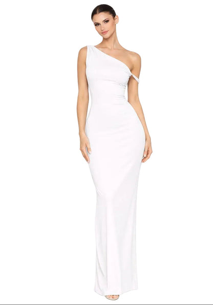 Ivory Muse | One-Shoulder Luxe Gown QVA