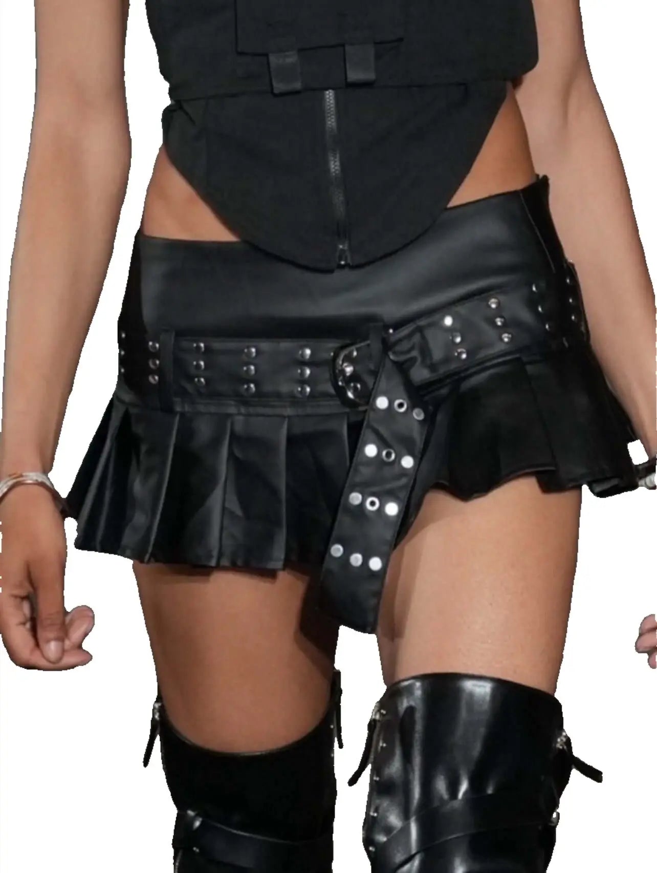 Chic Leather Short Skirt. Trending Fashionable Style - QVA COUTURE