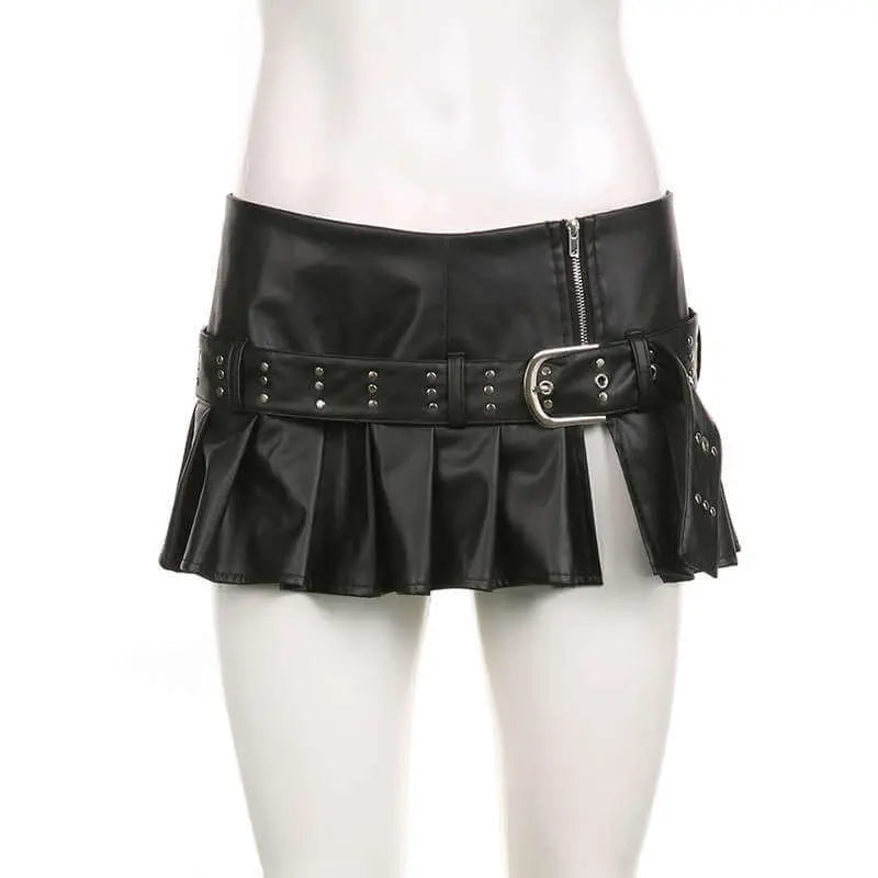 Chic Leather Short Skirt. Trending Fashionable Style - QVA COUTURE