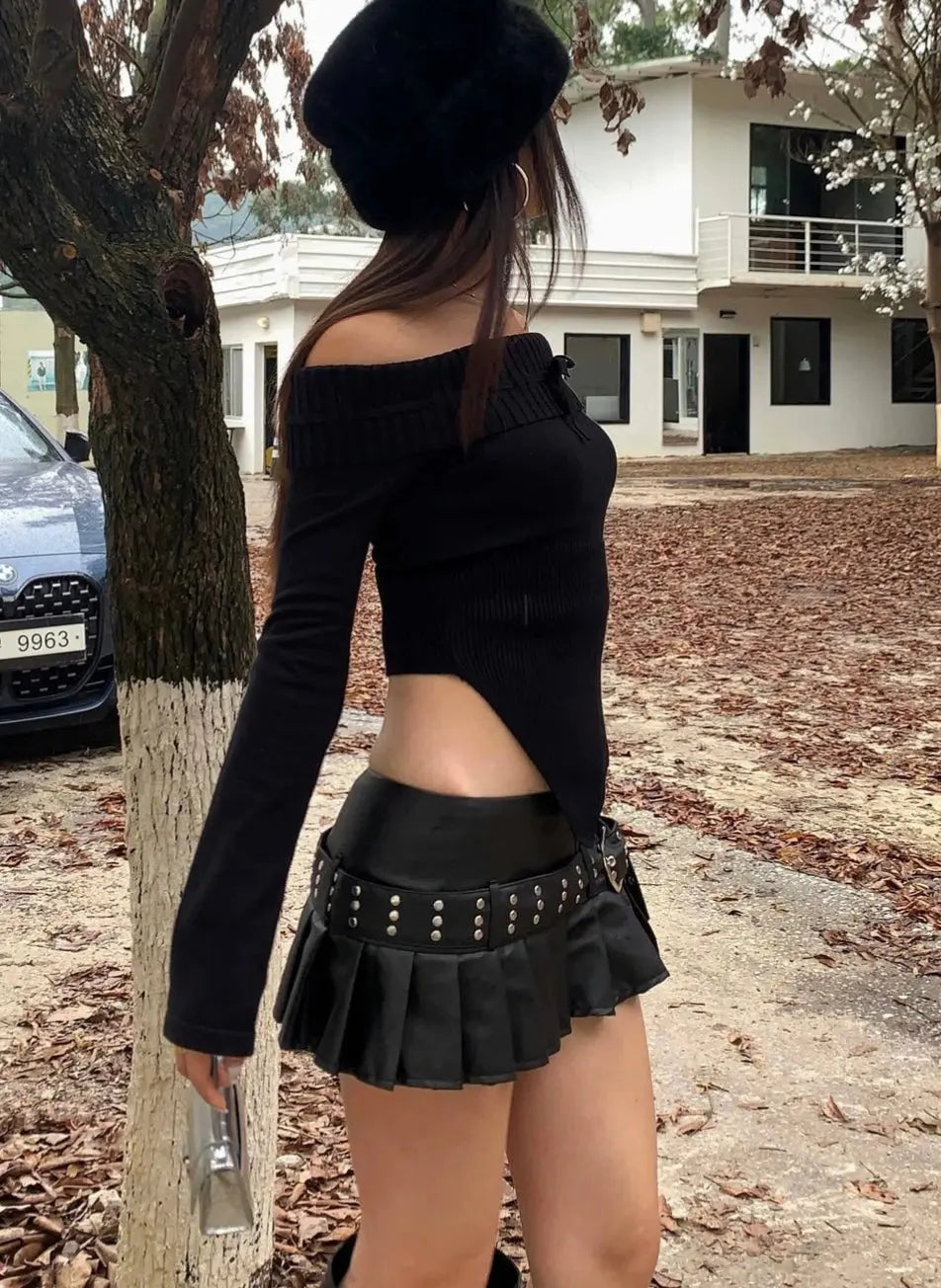 Chic Leather Short Skirt. Trending Fashionable Style QVA COUTURE