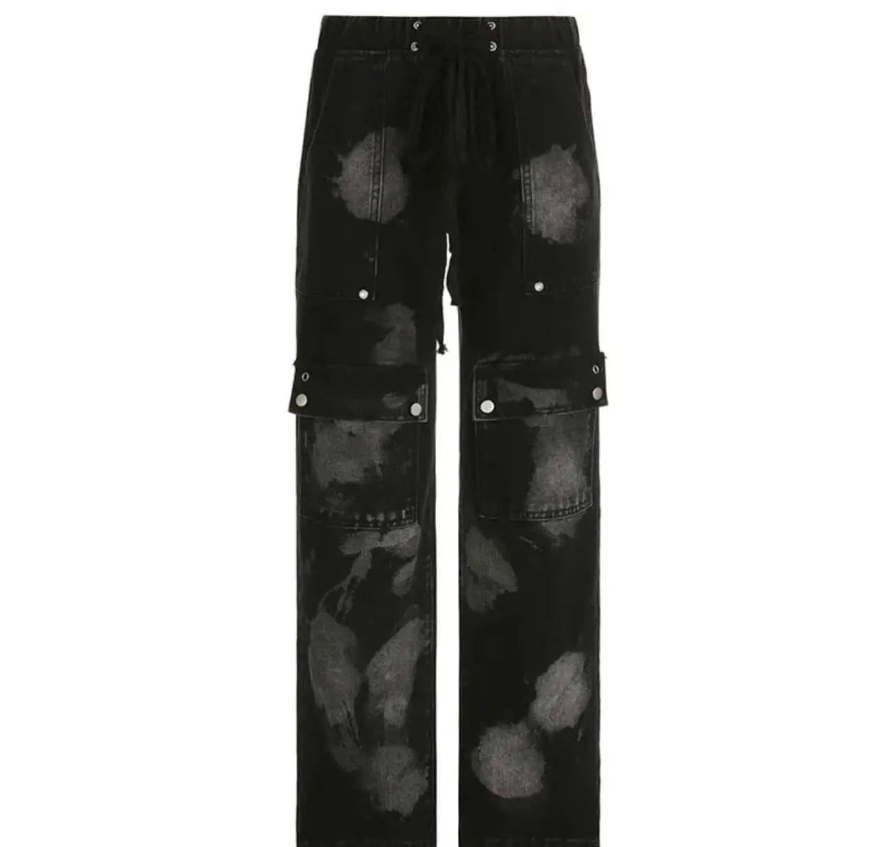 Denim Straight Pants - Urban Tie-Dyed Streetwear - QVA COUTURE