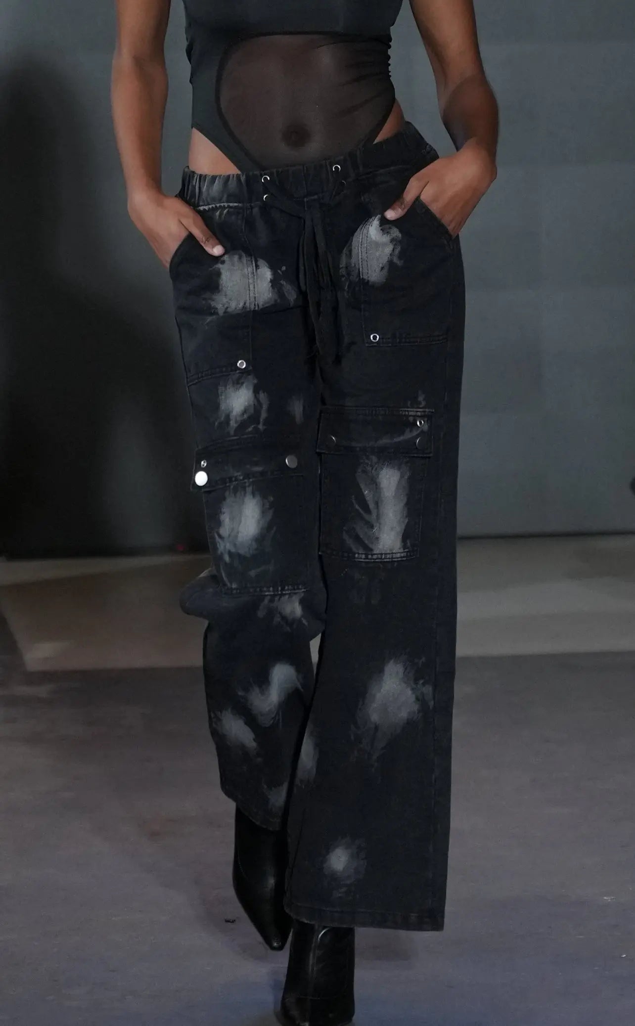 Denim Straight Pants - Urban Tie-Dyed Streetwear - QVA COUTURE