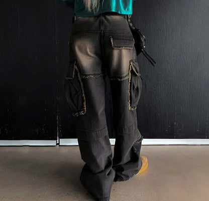 Distressed Denim Trousers. Fashionable Baggy Jeans - QVA COUTURE