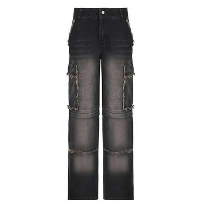 Distressed Denim Trousers. Fashionable Baggy Jeans - QVA COUTURE