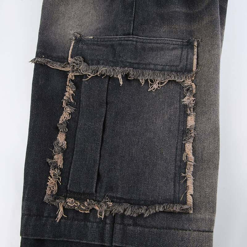 Distressed Denim Trousers. Fashionable Baggy Jeans - QVA COUTURE