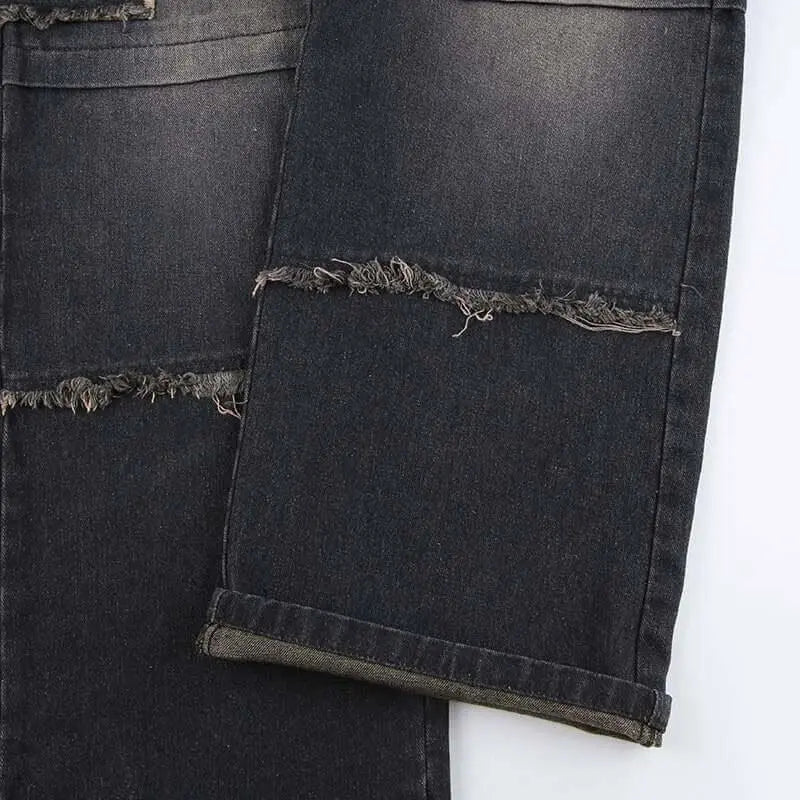 Distressed Denim Trousers. Fashionable Baggy Jeans - QVA COUTURE