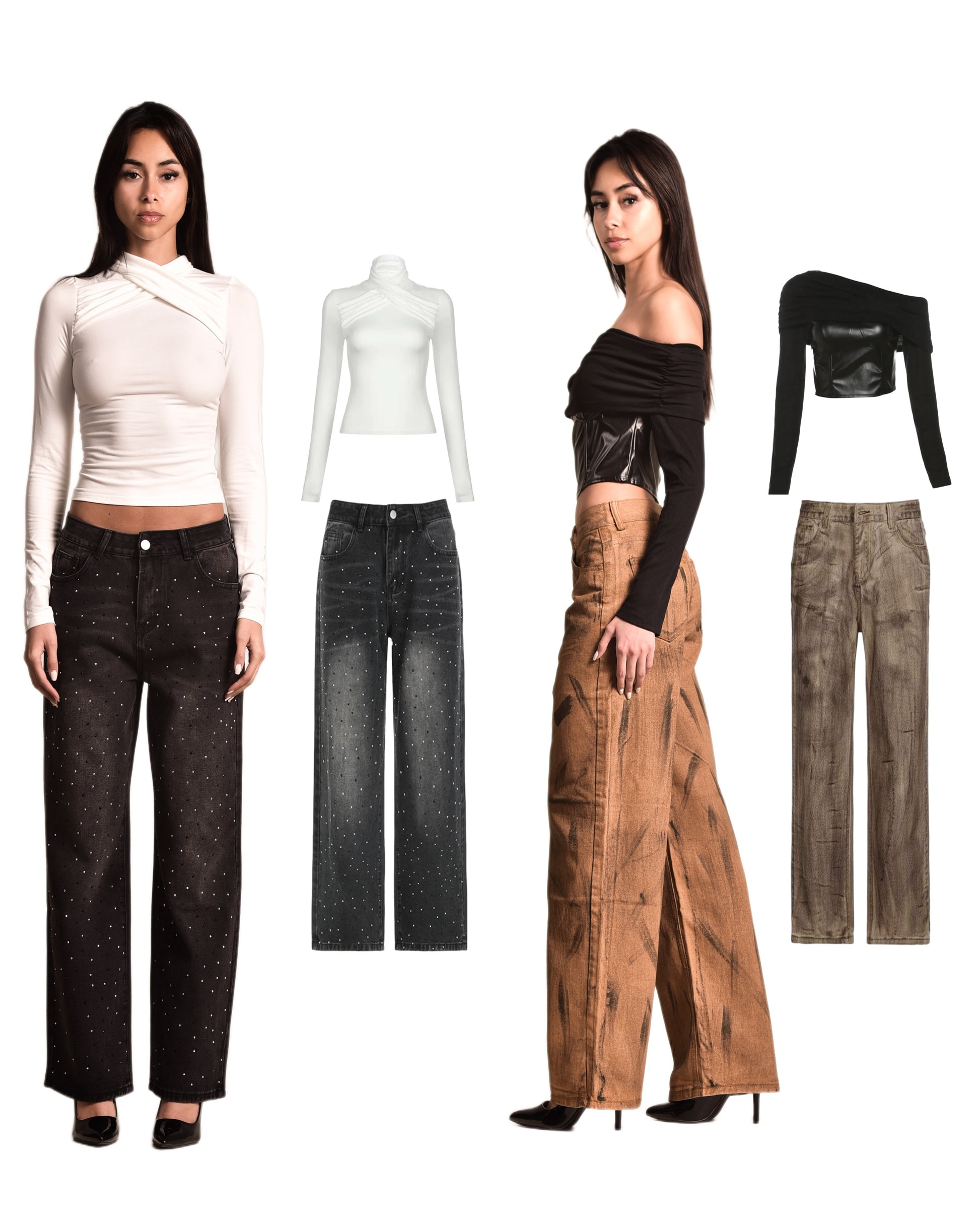 Washed Gradient Color Straight-leg pants QVA COUTURE