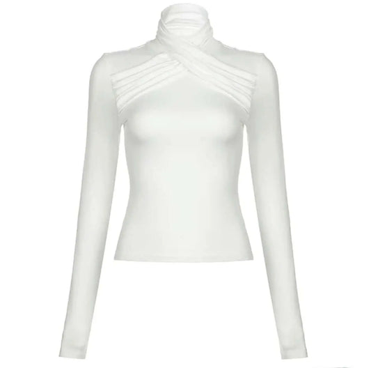 Elegant Slim-Fit Top Solid Color - QVA COUTURE