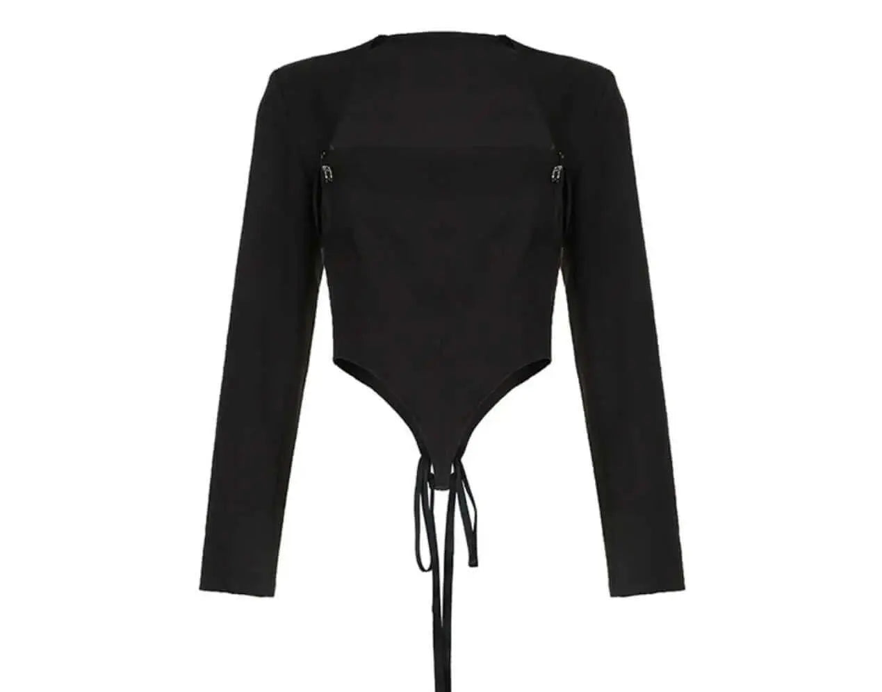 Lace Up Black Suit Backless Coat. - QVA COUTURE