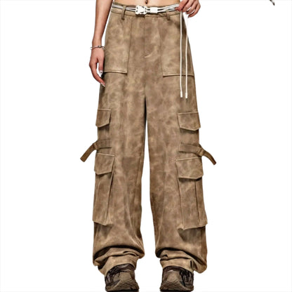 Multiple Pockets Pants . Y2k Streetwear style baggy jeans - QVA COUTURE